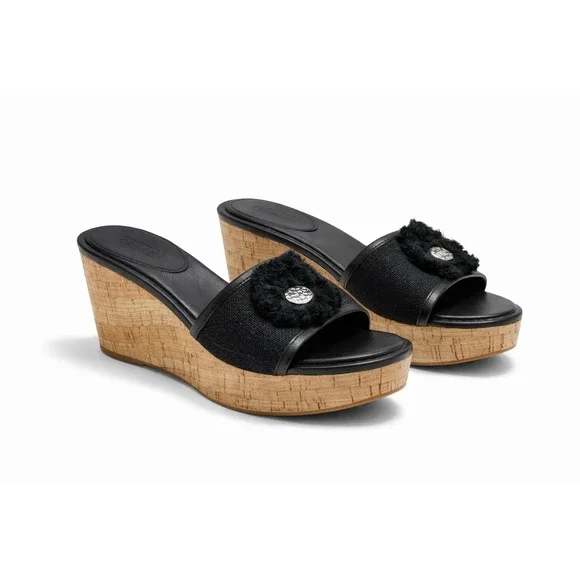 COACH Jazmin Cork Wedge Slide Sandals – Women's Size 10B – Black – NWOT - Picture 1 of 7